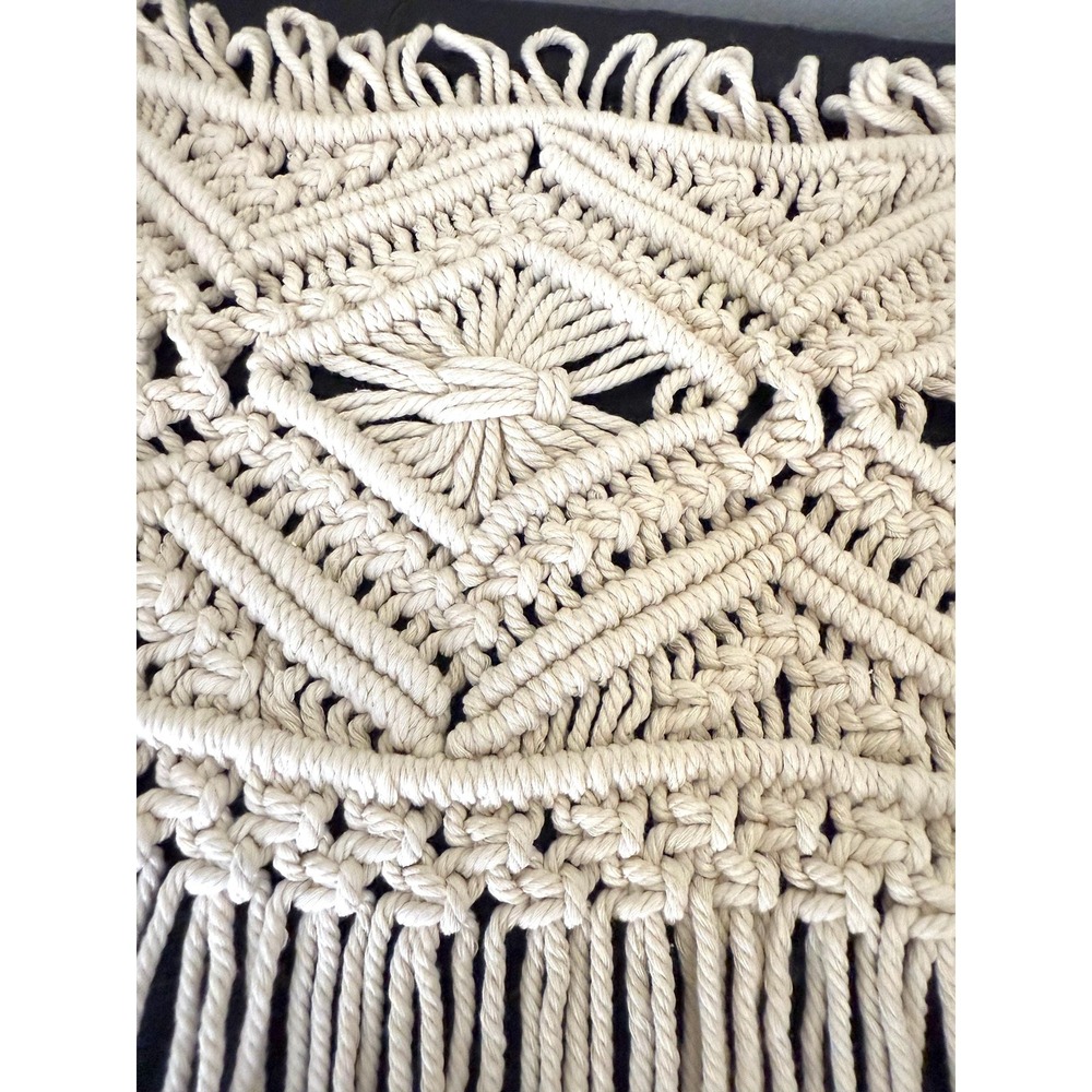 Large Macrame‎ Wall Hanging 32" - Woven Cotton Fiber Art, Boho Decor